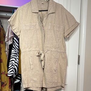 Free People Beige Short Sleeve Romper